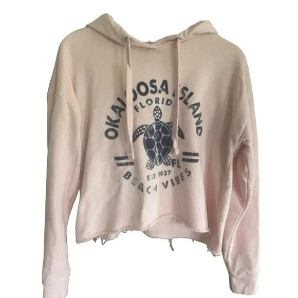Okaloosa Island Florida Miami Style Cropped Hoodie Size Small - Picture 2 of 5